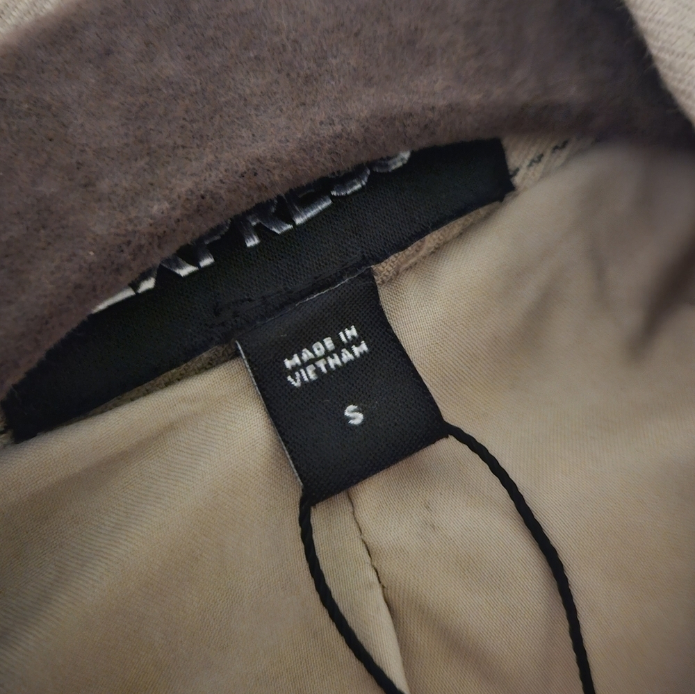 NEW! EXPRESS Tan Linen Blend Pin-Stripe Double Breasted Blazer Small. - Picture 4 of 6